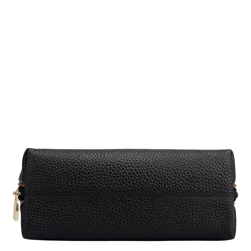 Da Milano Black Wax Leather Multi Pouch - Black  | Best Price UAE